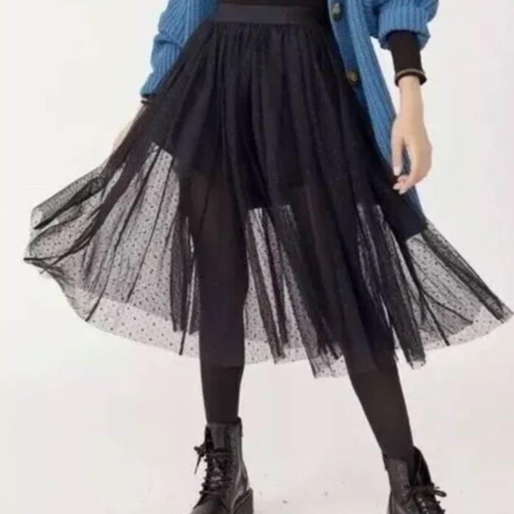 Free People Eden Tulle Midi Skirt - XL